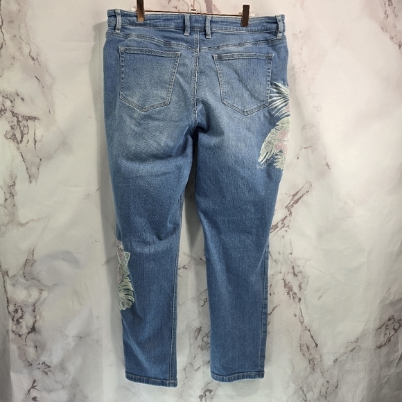 Tommy Bahama Jeans Women 32x29 High Rise Floral Painted Tema Indigo Kayo Blossom - Picture 6 of 14